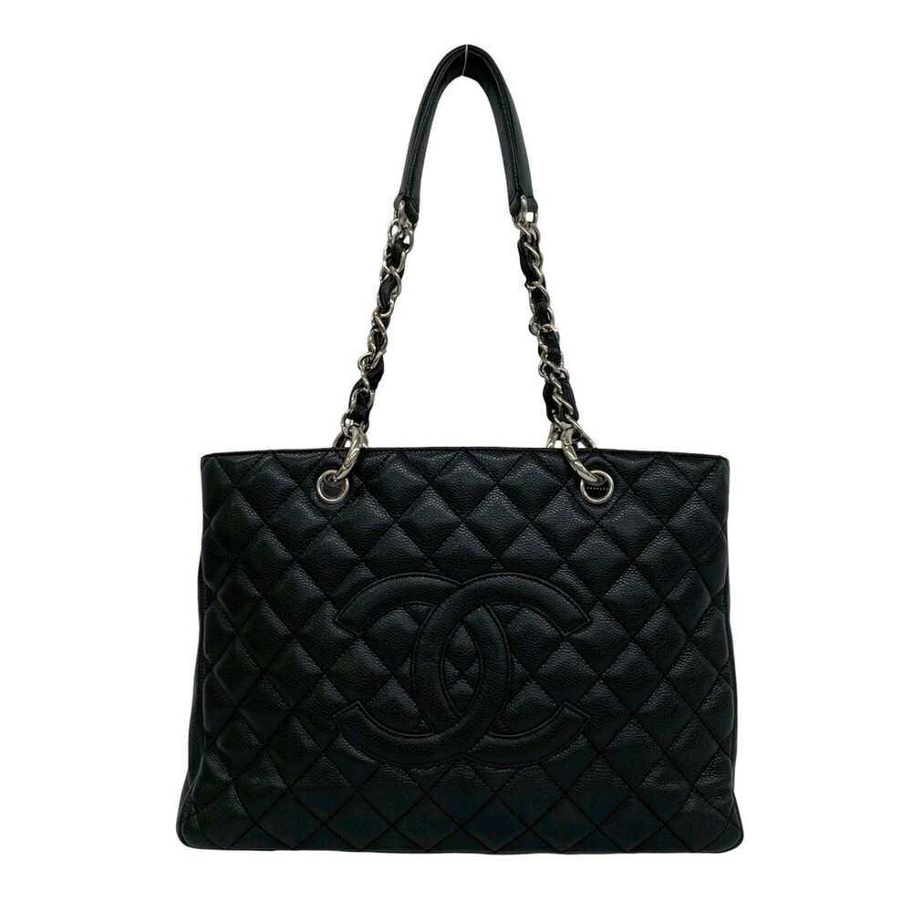 CHANEL GST Tote Bag, Matelassé, Coco Mark, Caviar Skin Leather, Genuine Leath...